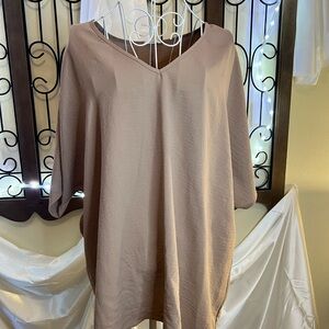 Chic Soul V-Neck Tunic in Soft Beige